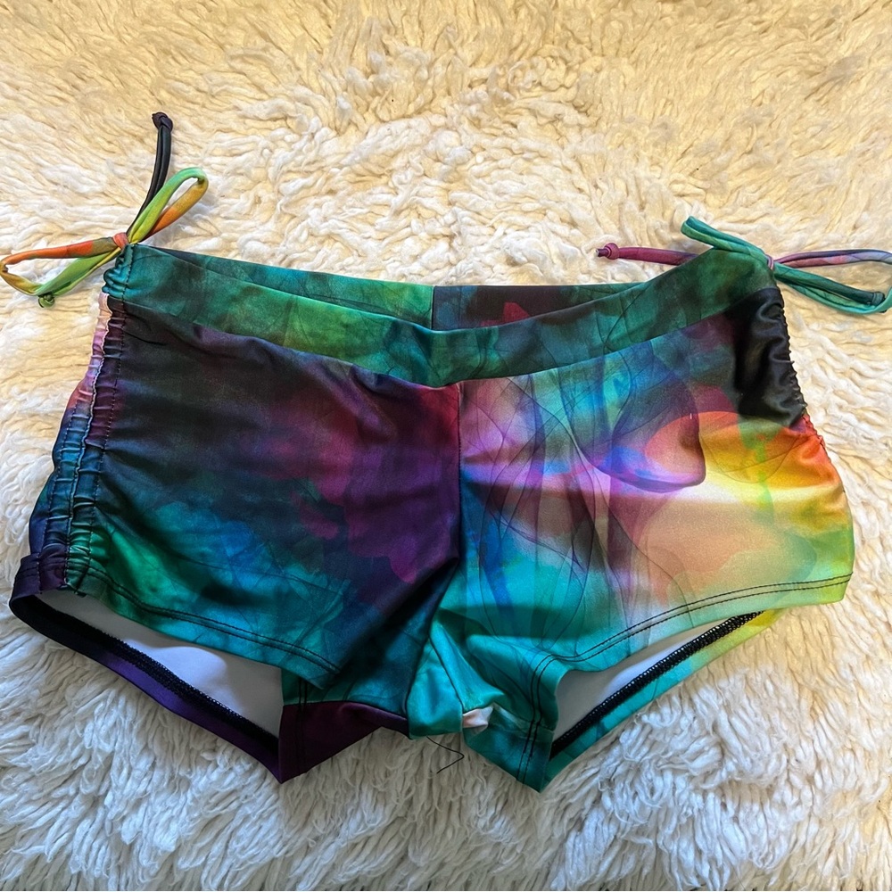 ONZIE Side Tie Ruched Yoga Swim Low Waist Boy Shorts